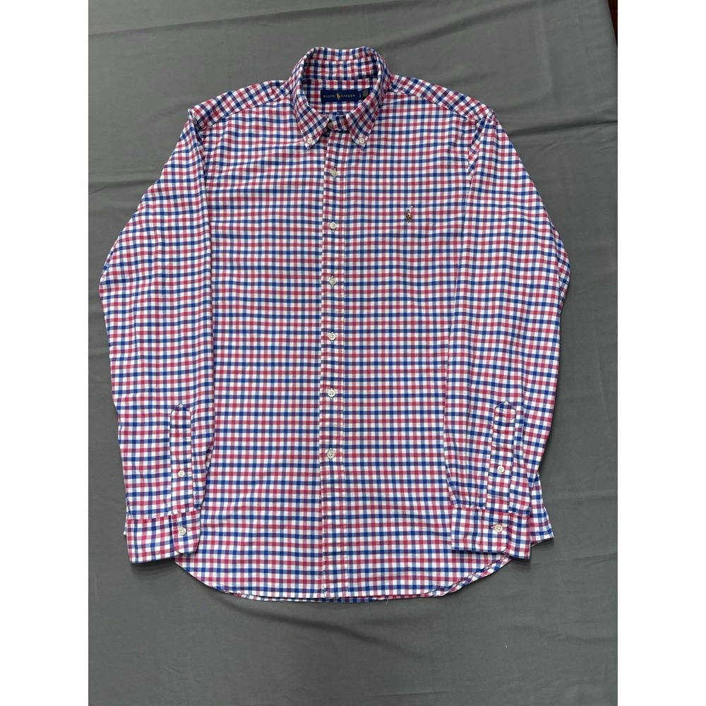 Ralph Lauren Men's Red and Blue Checkered Button-Down Shirt Size L - Picture 1 of 13